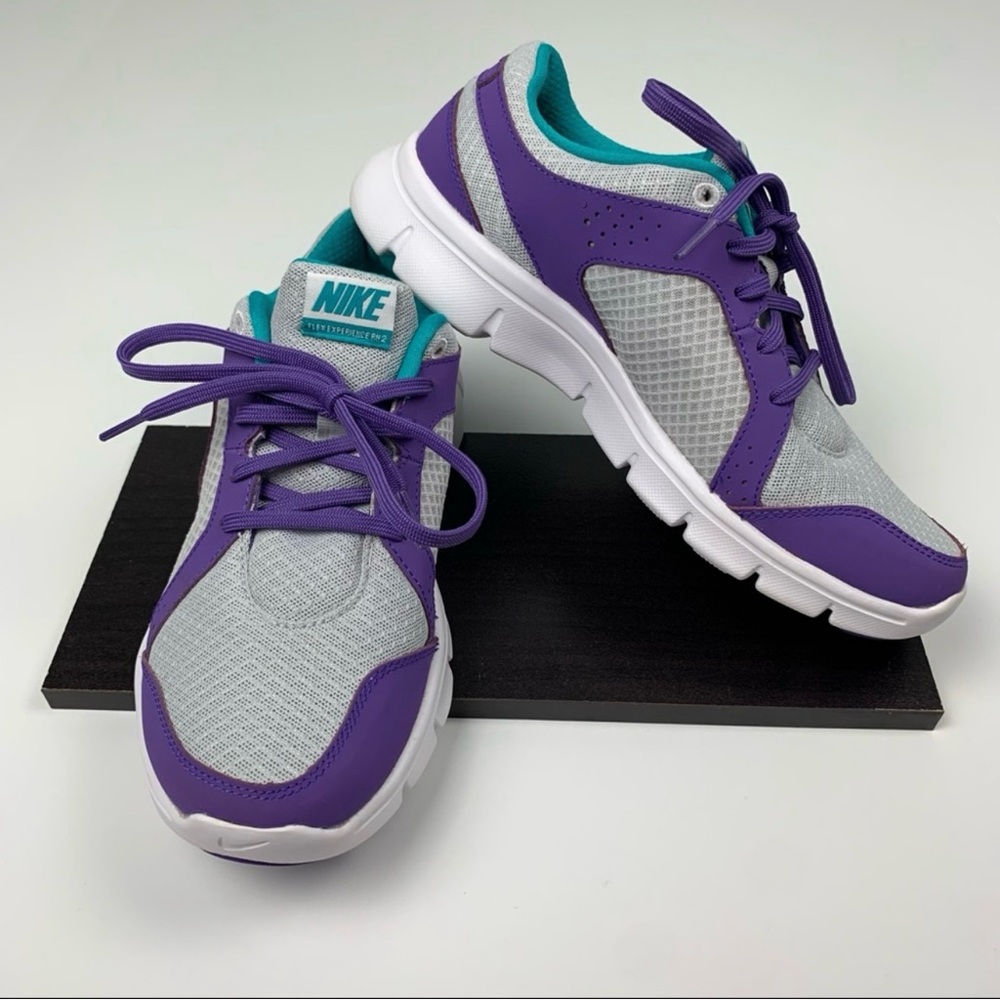 Nike Flex Experience RN 2 Grey Purple Turquoise Sneakers Size 6Y